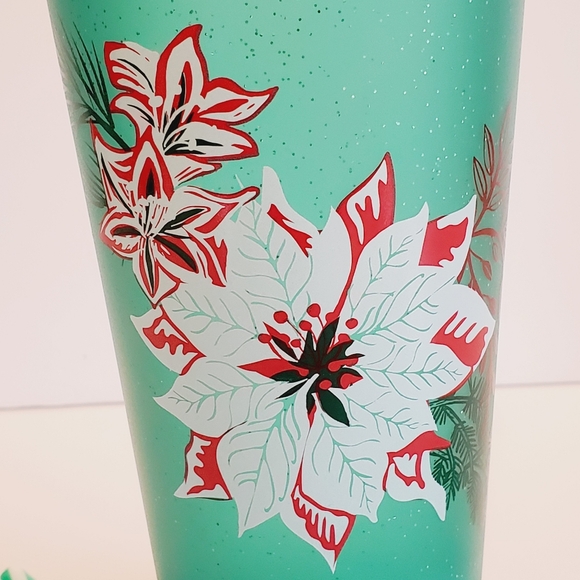 Starbucks Green Glitter Holiday Poinsettia Tumbler with Straw (2020) - Picture 6 of 6